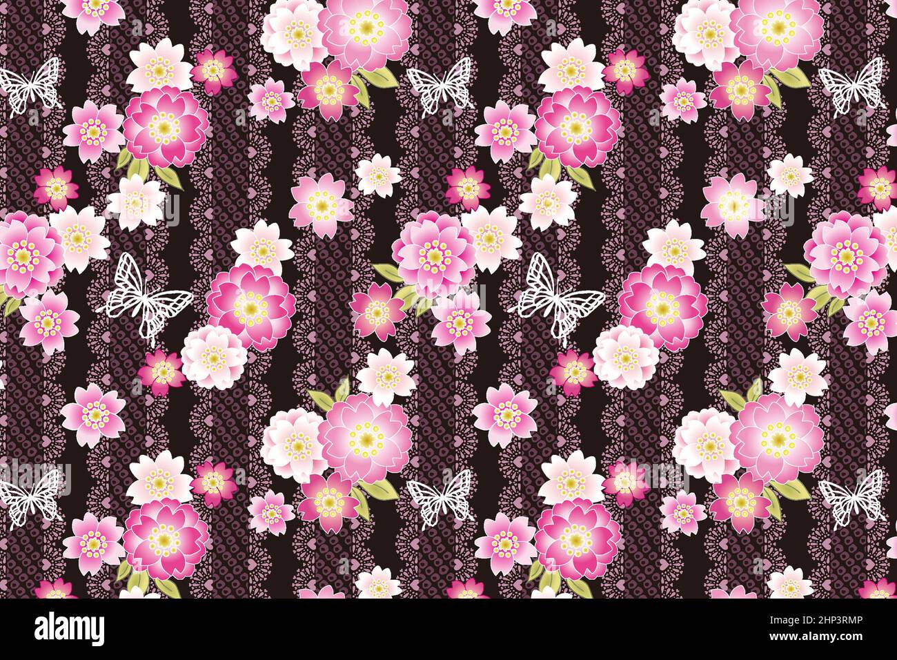classic seamless vintage floral pattern wallpaper on pink rose ...
