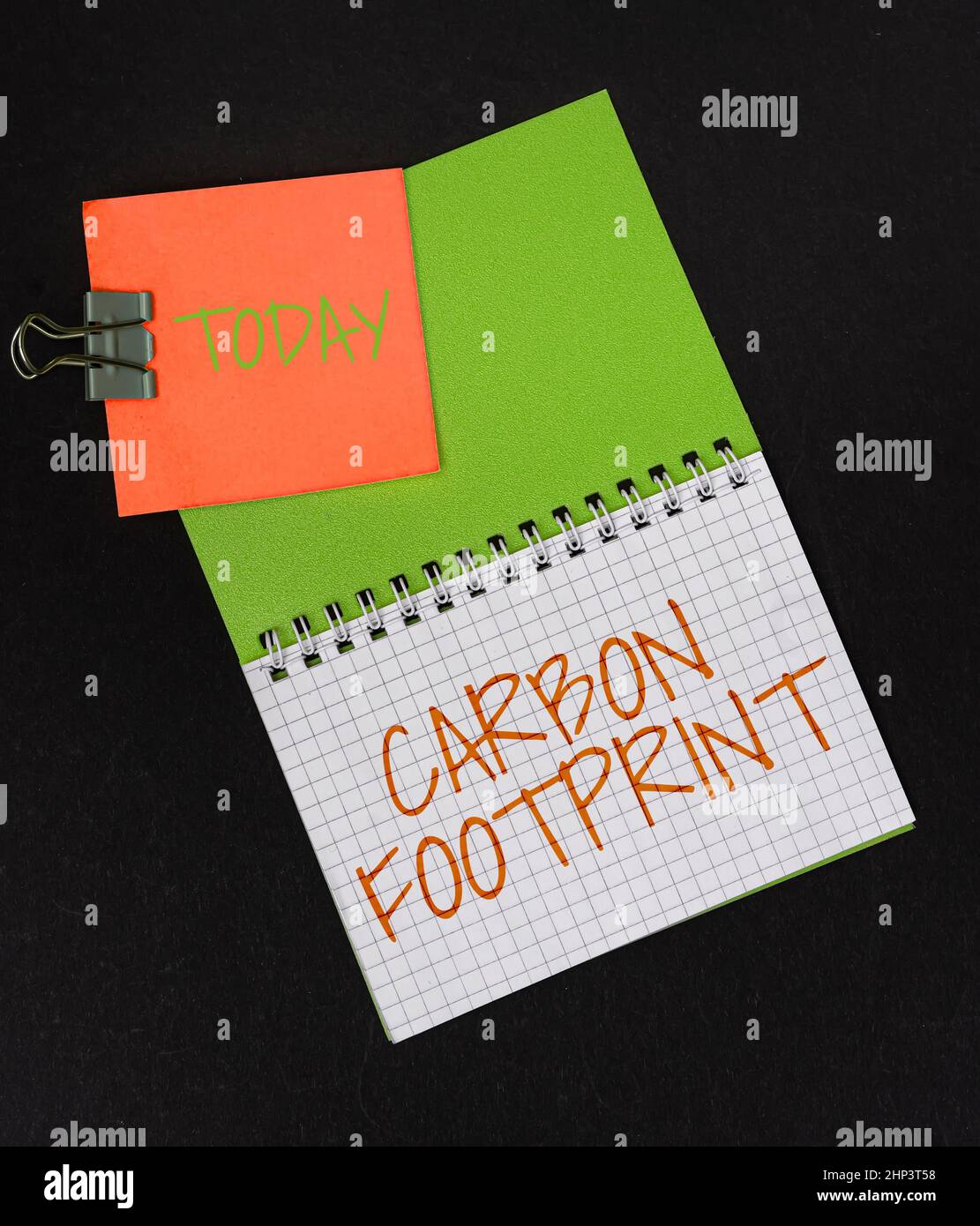 Conceptual display Carbon Footprint, Business showcase amount of dioxide released atmosphere result of activities Multiple assorted collection office Stock Photo