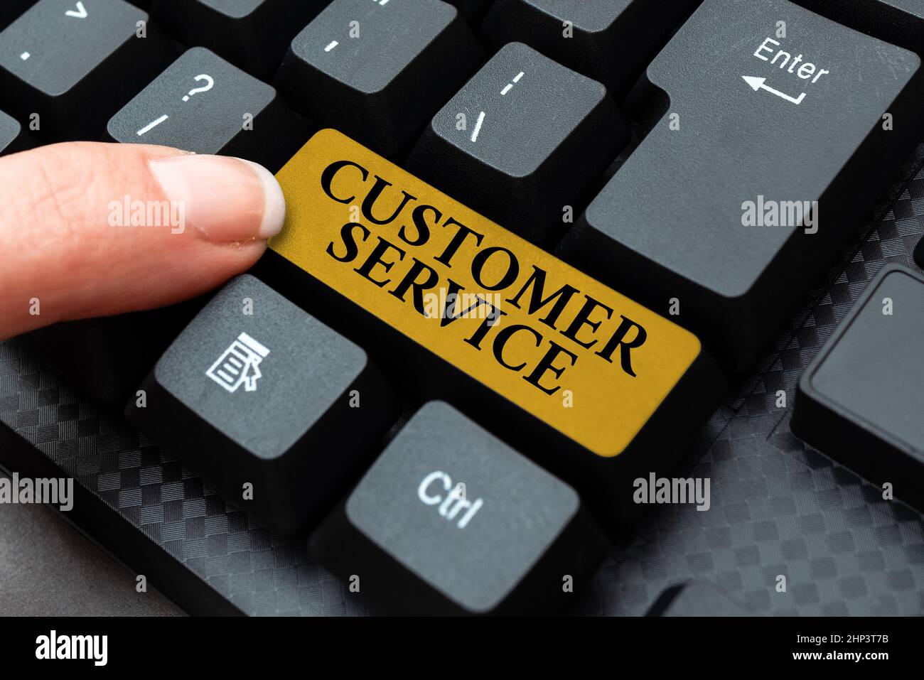 Conceptual caption Customer Service, Concept meaning process of