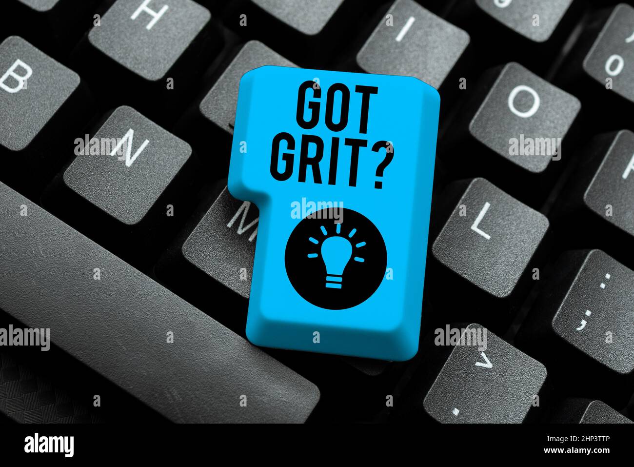 Text sign showing Got Grit Question, Conceptual photo A hardwork with perseverance towards the desired goal Setting Up New Online Blog Website, Typing Stock Photo