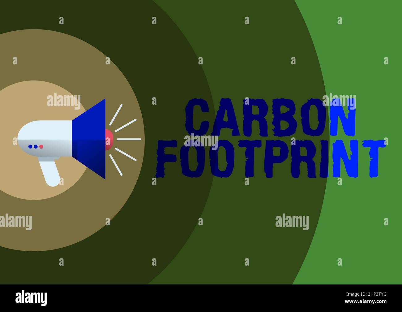 Hand writing sign Carbon Footprint, Word for amount of dioxide released atmosphere result of activities Illustration Of A Loud Megaphones Speaker Maki Stock Photo