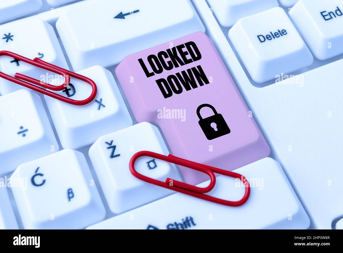 Conceptual display Locked Down, Business idea emergency measure which ...