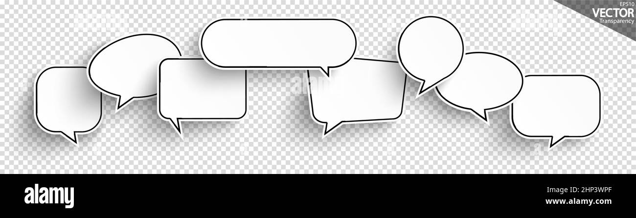 speech bubbles with shadow row Stock Vector