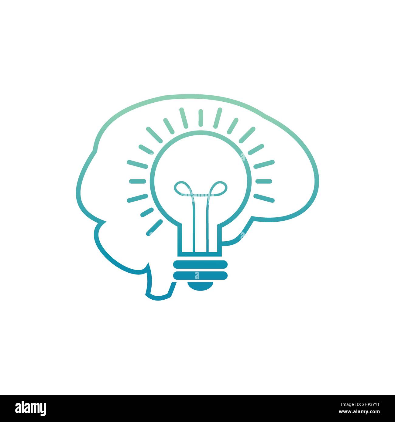 Brain with bulb logo for supporting developmental health Stock Vector