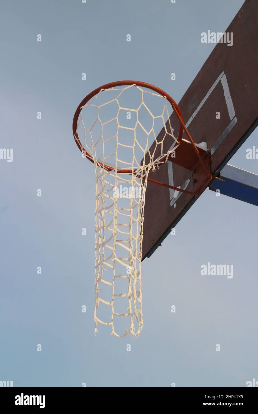 basketball hoop street basketball concept, low angle of view Stock