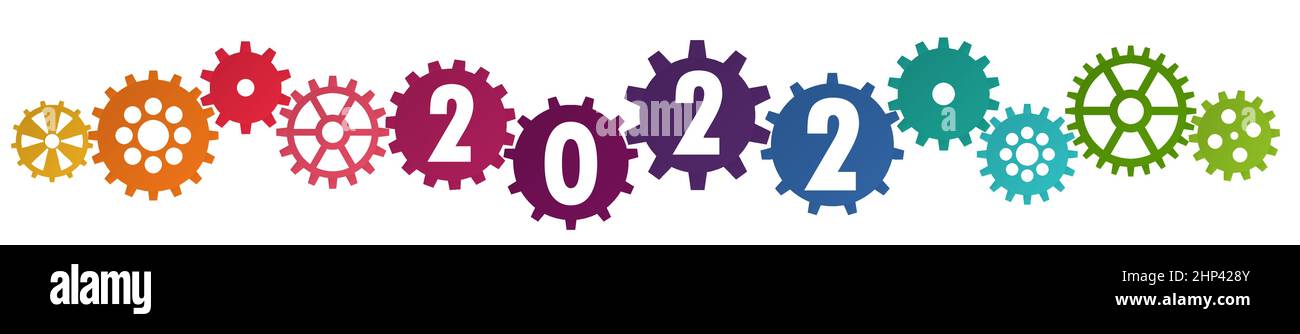cooperation gears for New Year 2022 Stock Vector
