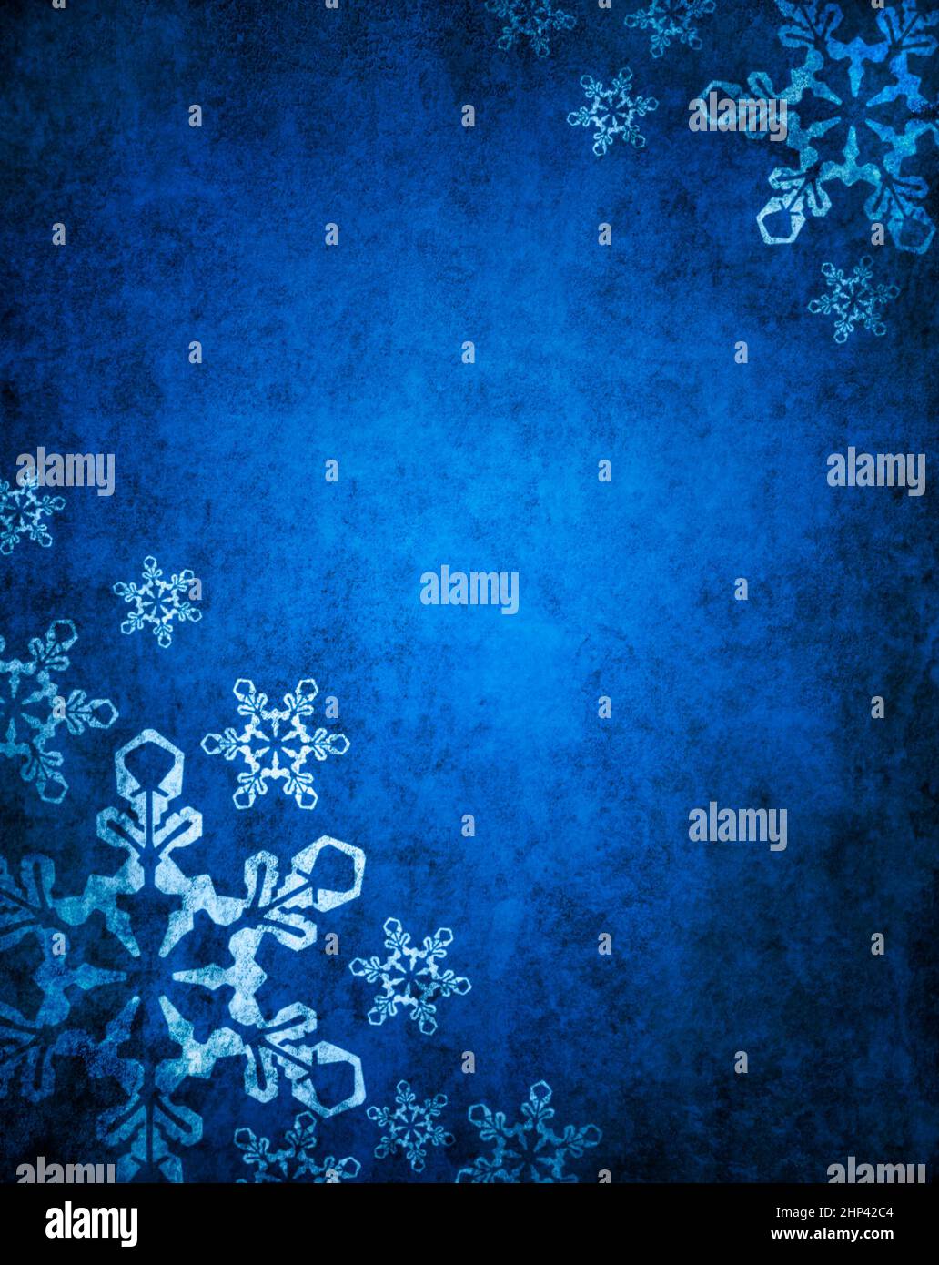 Christmas blue background with white snowflakes Stock Photo - Alamy