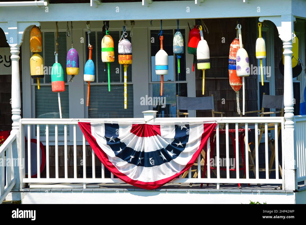 Lobster Buoys on the Maine Coast Stock Photo