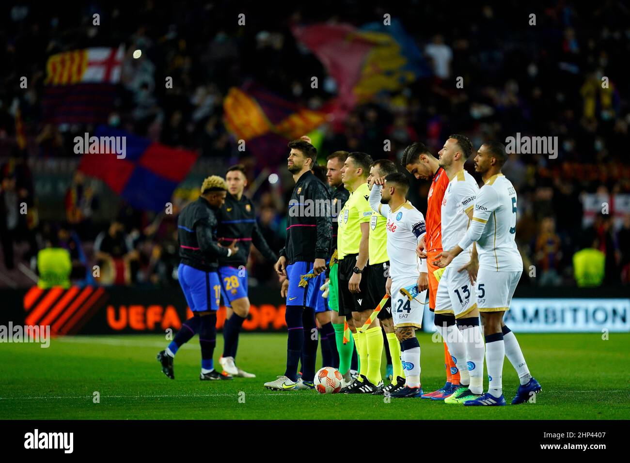 FC Barcelona and SCC Napoli teams during the UEFA Europa League match ...