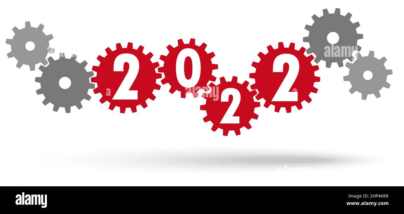 cooperation gears for New Year 2022 Stock Vector