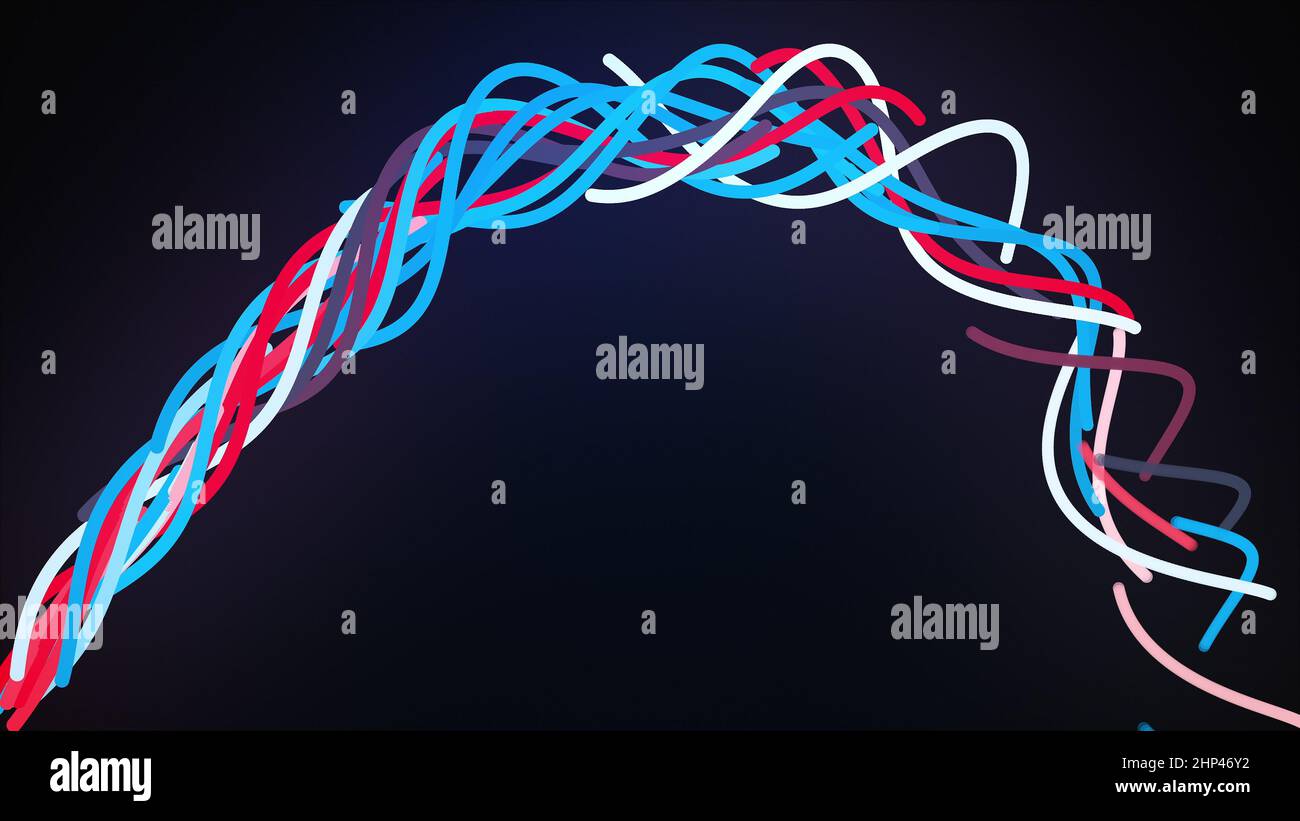 Twisting weave 3d rendering of lines in minimalist design. Abstract ...