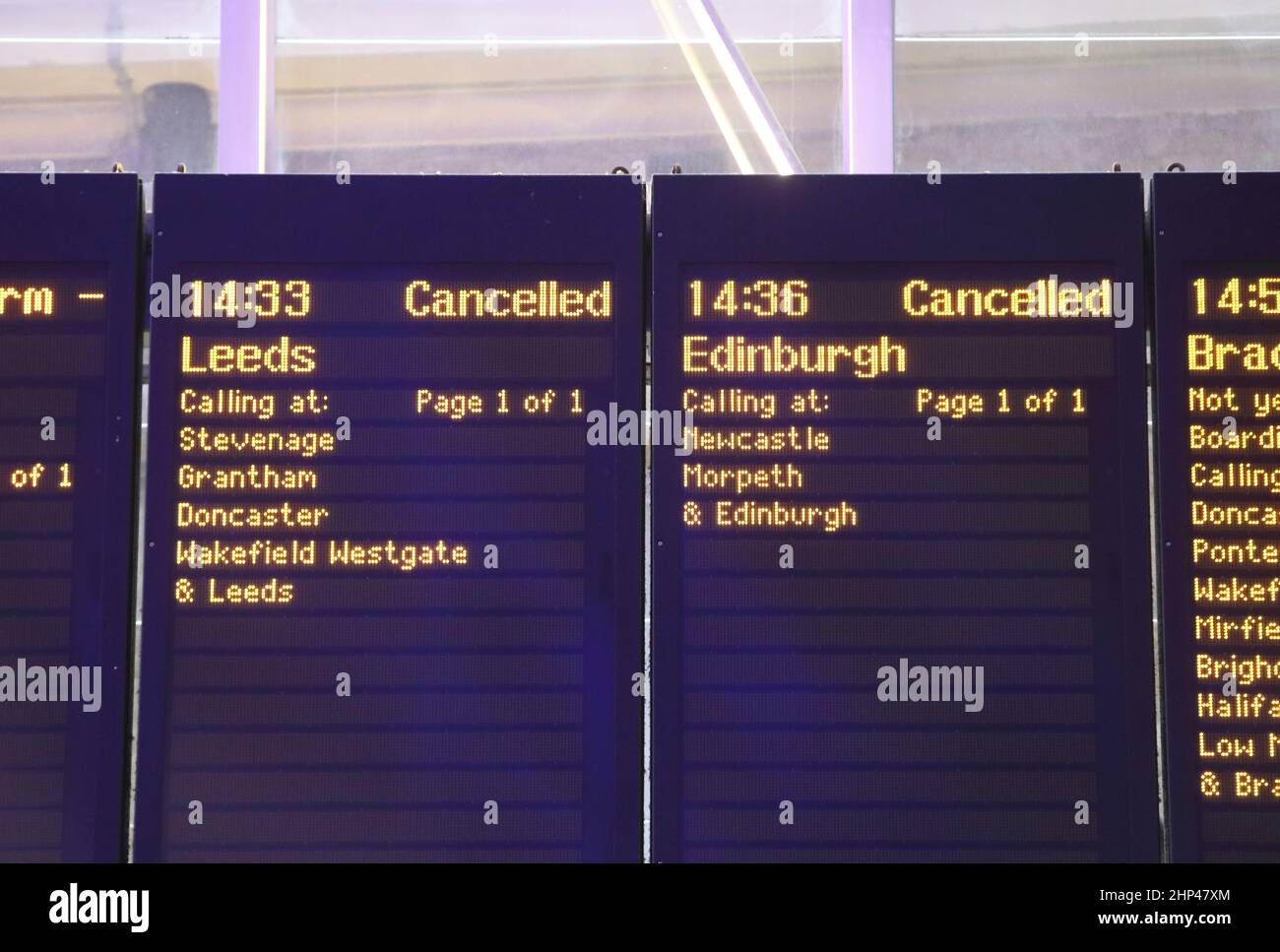 London UK, February 18th 2021. Many trains were cancelled at Kings