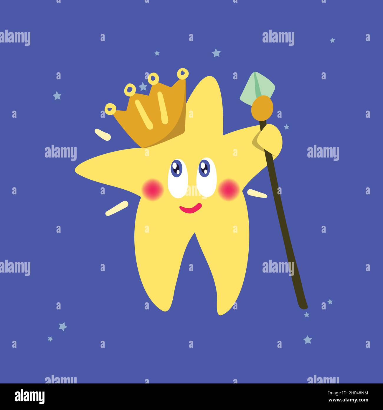 Cartoon queen star with crown. Vector illustration Stock Vector