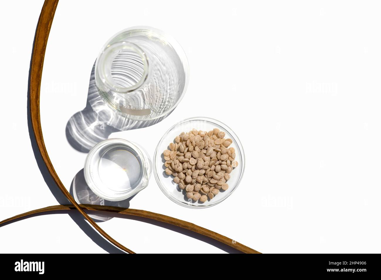 Cosmetic Chemical in chemical watch glass. Sumac Wax is a natural