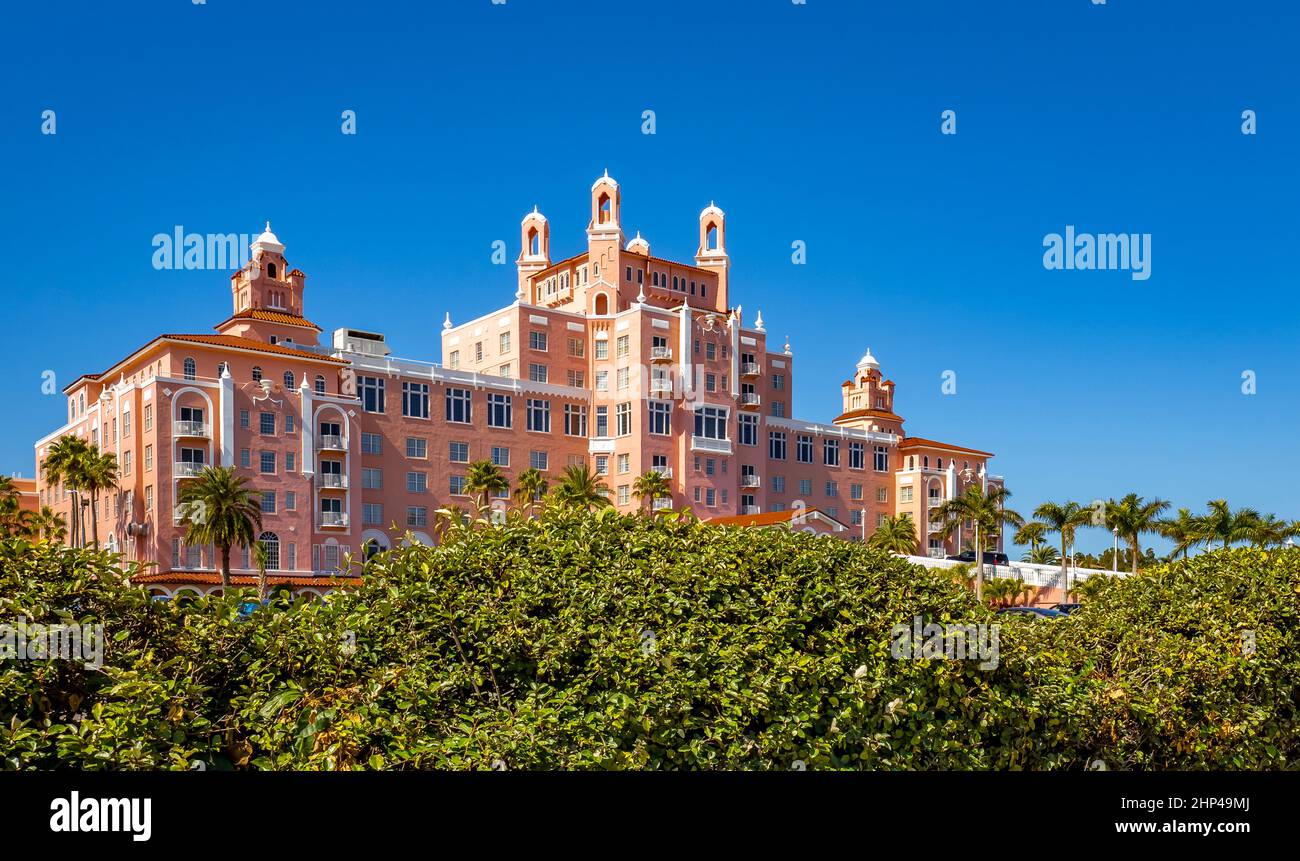 The historic Don CeSar Elegant, Luxury Hotel also known as The Pink Palace in St. Pete Beach Florida USa Stock Photo
