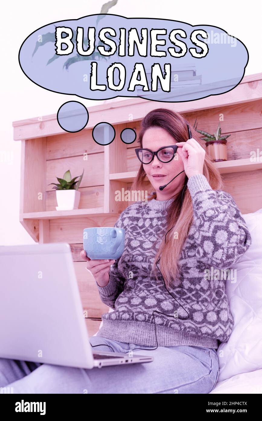Inspiration showing sign Business Loan, Word for Credit Mortgage Financial Assistance Cash Advances Debt Student Learning New Things Online, Casual In Stock Photo