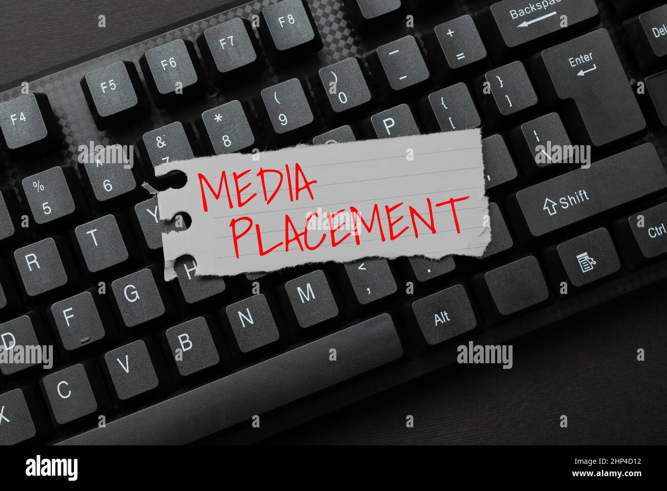 Key Placement Sign Message Hand writing sign Media Placement, Conceptual photo inserting a digital ...