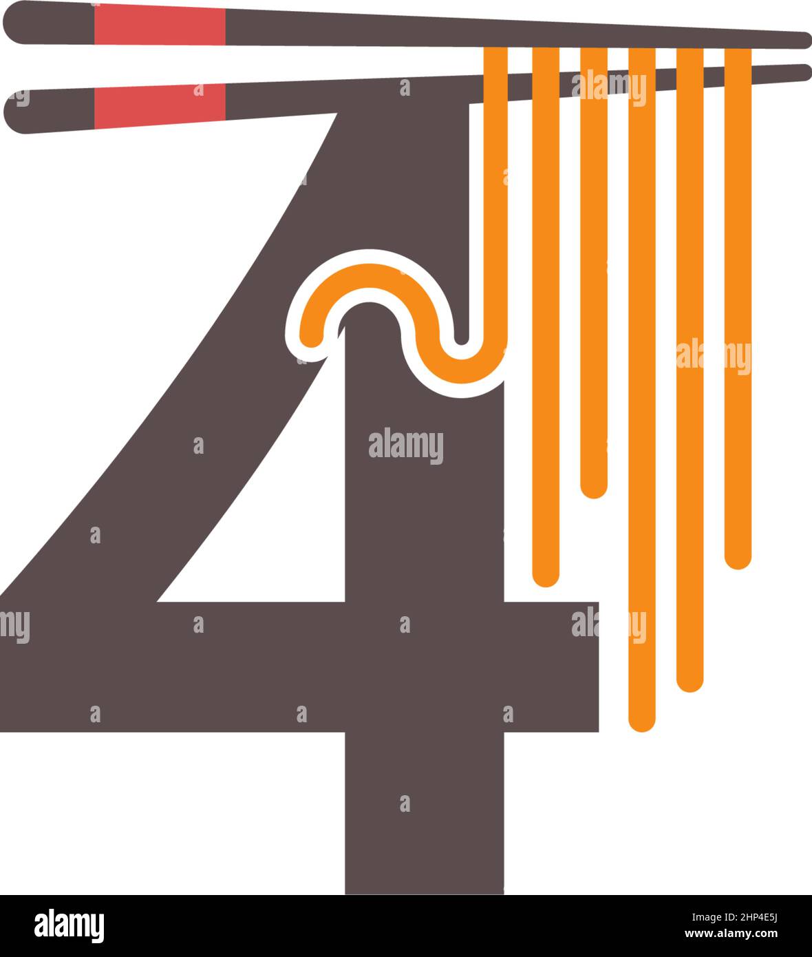 Number 4 with chopsticks and noodle icon logo design Stock Vector Image ...
