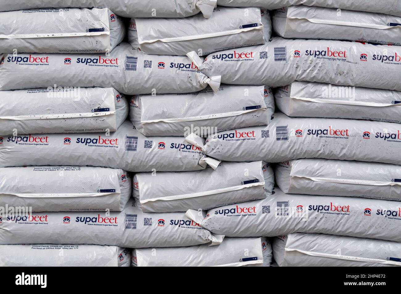 Bags of sugar beet pulp a by product of the sugar industry and is used