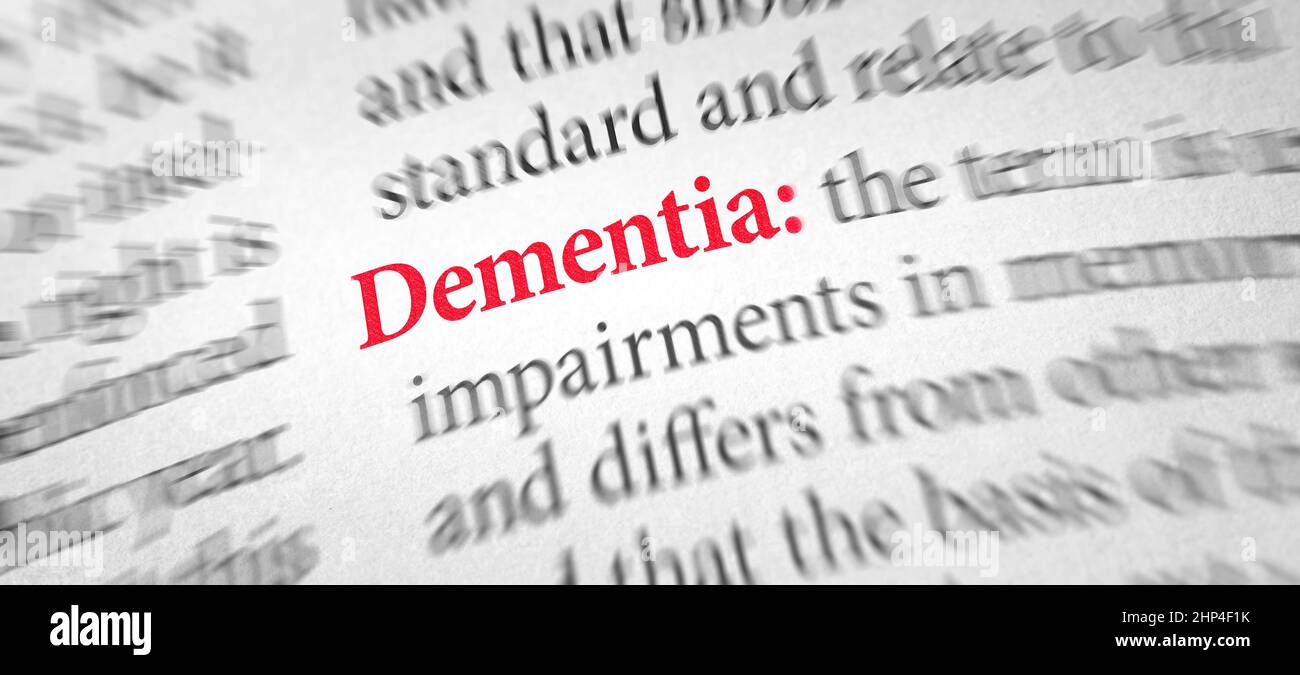 Definition of the word Dementia in a dictionary Stock Photo Alamy