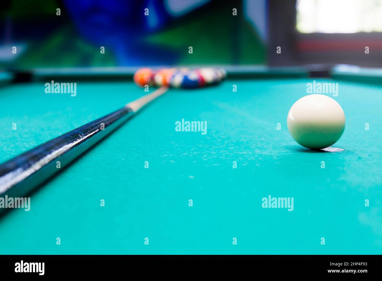 billiard balls in a pool table Stock Photo Alamy