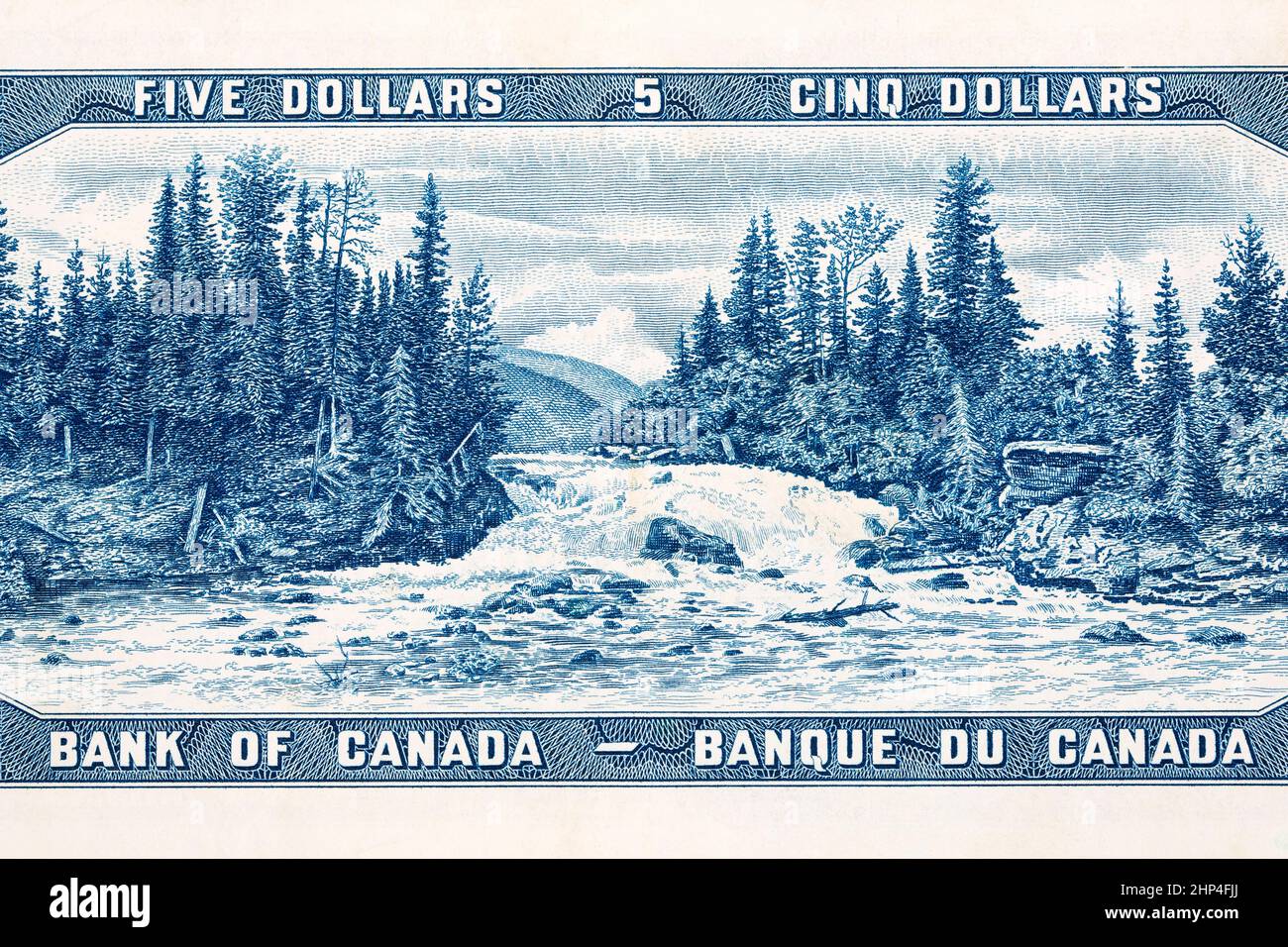 River in the north country from old Canadian money - Dollars Stock ...