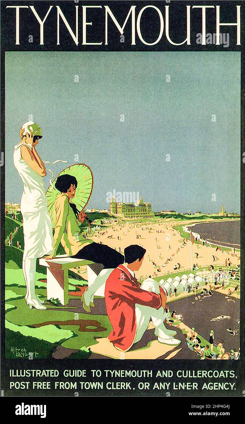 Vintage Tnemouth Railway travel poster. UK Stock Photo