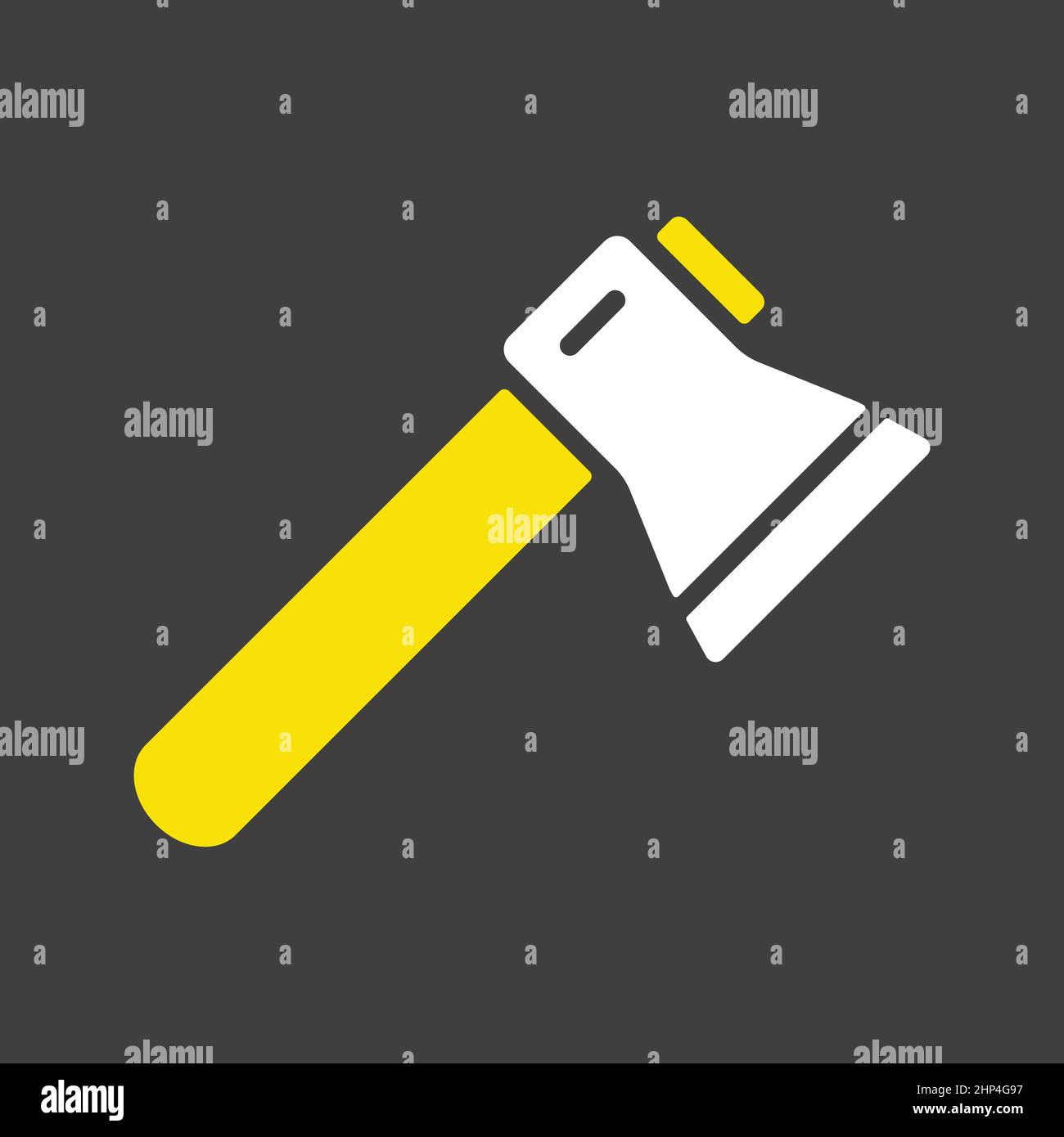 Axe or hatchet vector icon on dark background. Camping sign Stock Vector