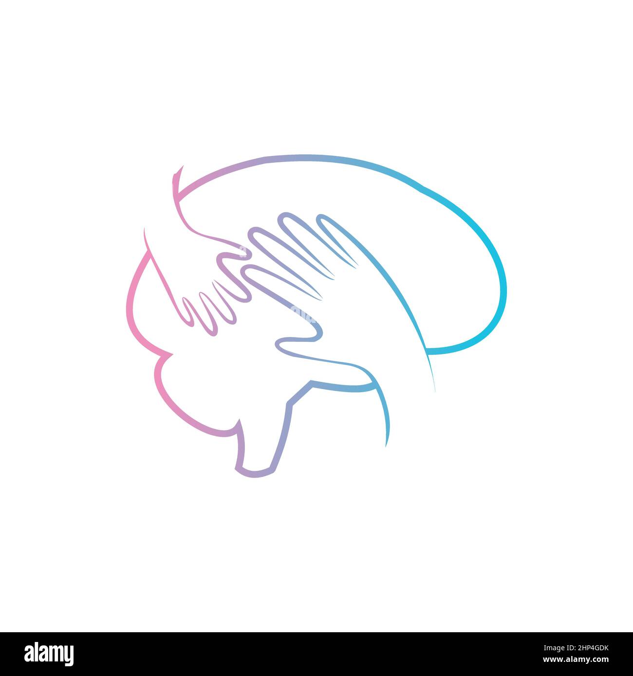 Brain and Hand for supporting developmental health logo Stock Vector