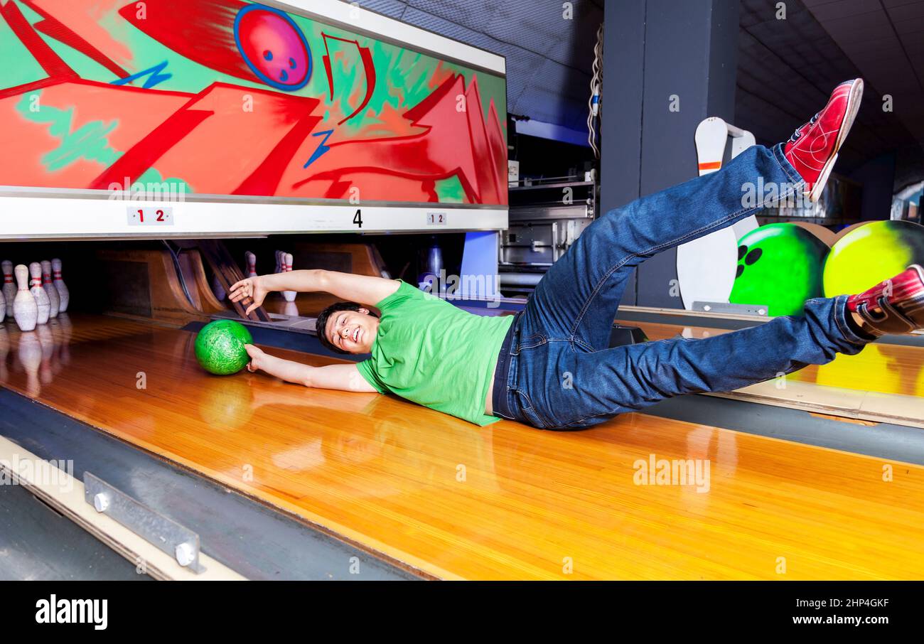 Bowling Ball Going Down Lane