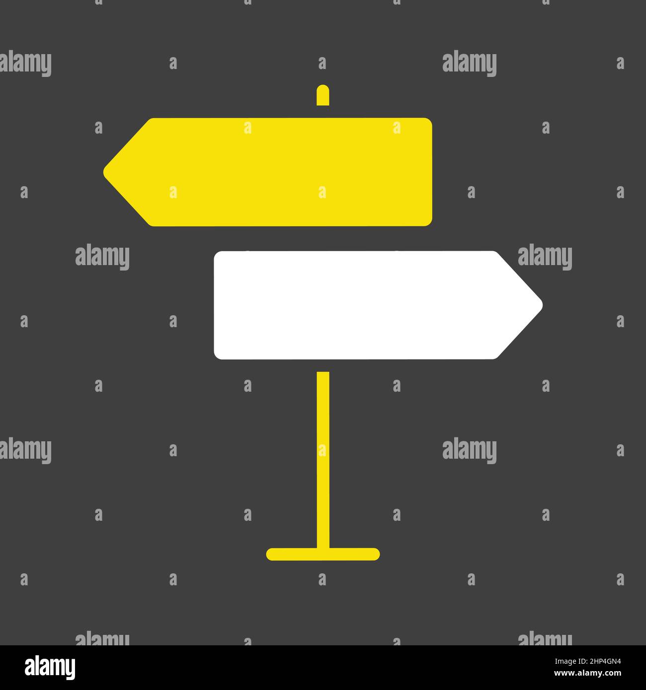 Signpost vector icon on dark background. Navigation sign Stock Vector