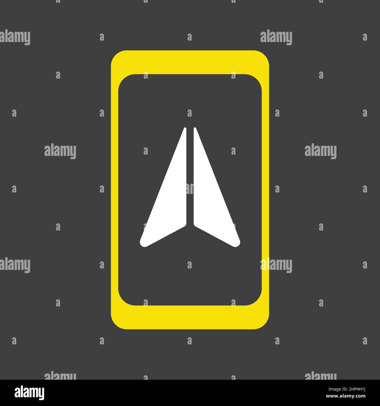 Smartphone with navigator vector icon on dark background Stock Vector