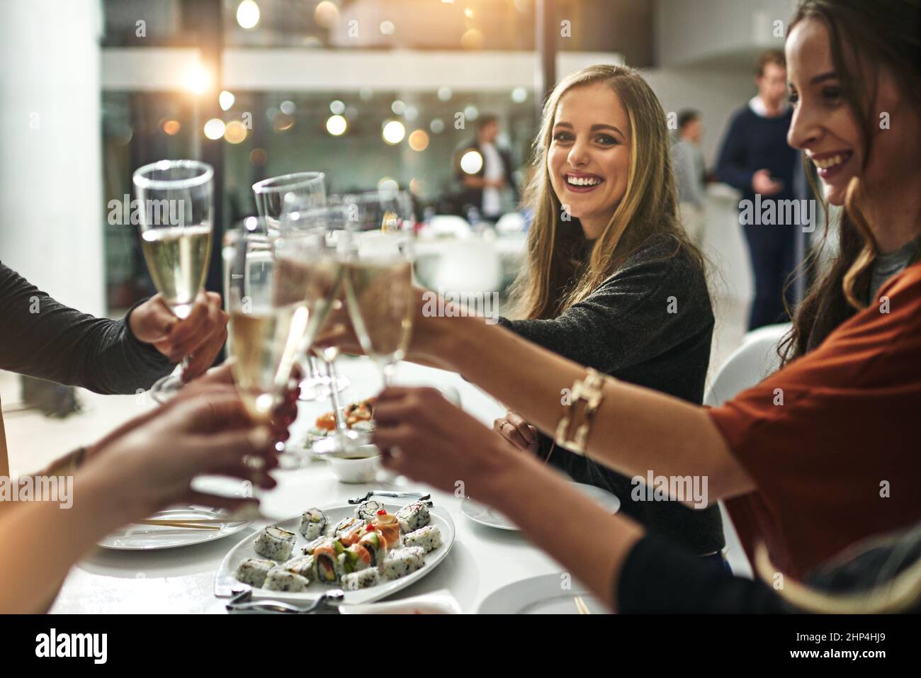 Good food, good friends, good times. Shot of friends having a dinner