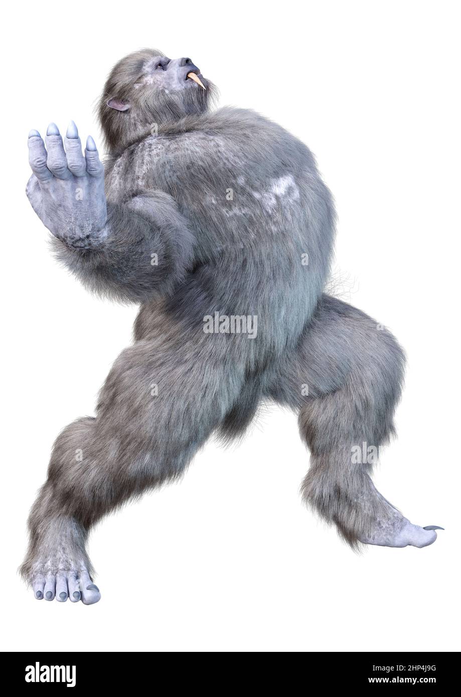 3D rendering of a snow beast creature or a Bigfoot isolated on white background Stock Photo