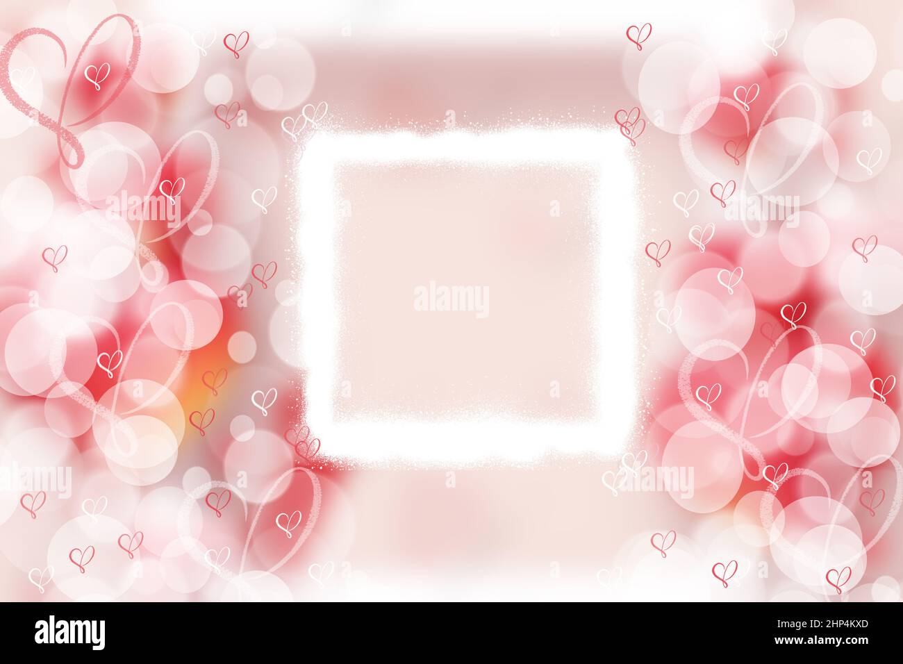 Valentines day card template. Abstract festive blur bright pink pastel ...