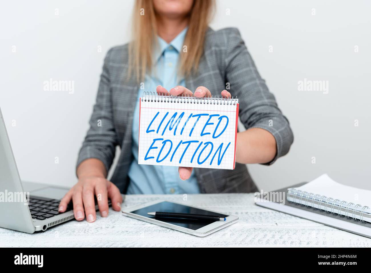 Conceptual display Limited Edition, Concept meaning Work of something which is only produced in small numbers Financial Advisor Giving Money Saving Ti Stock Photo