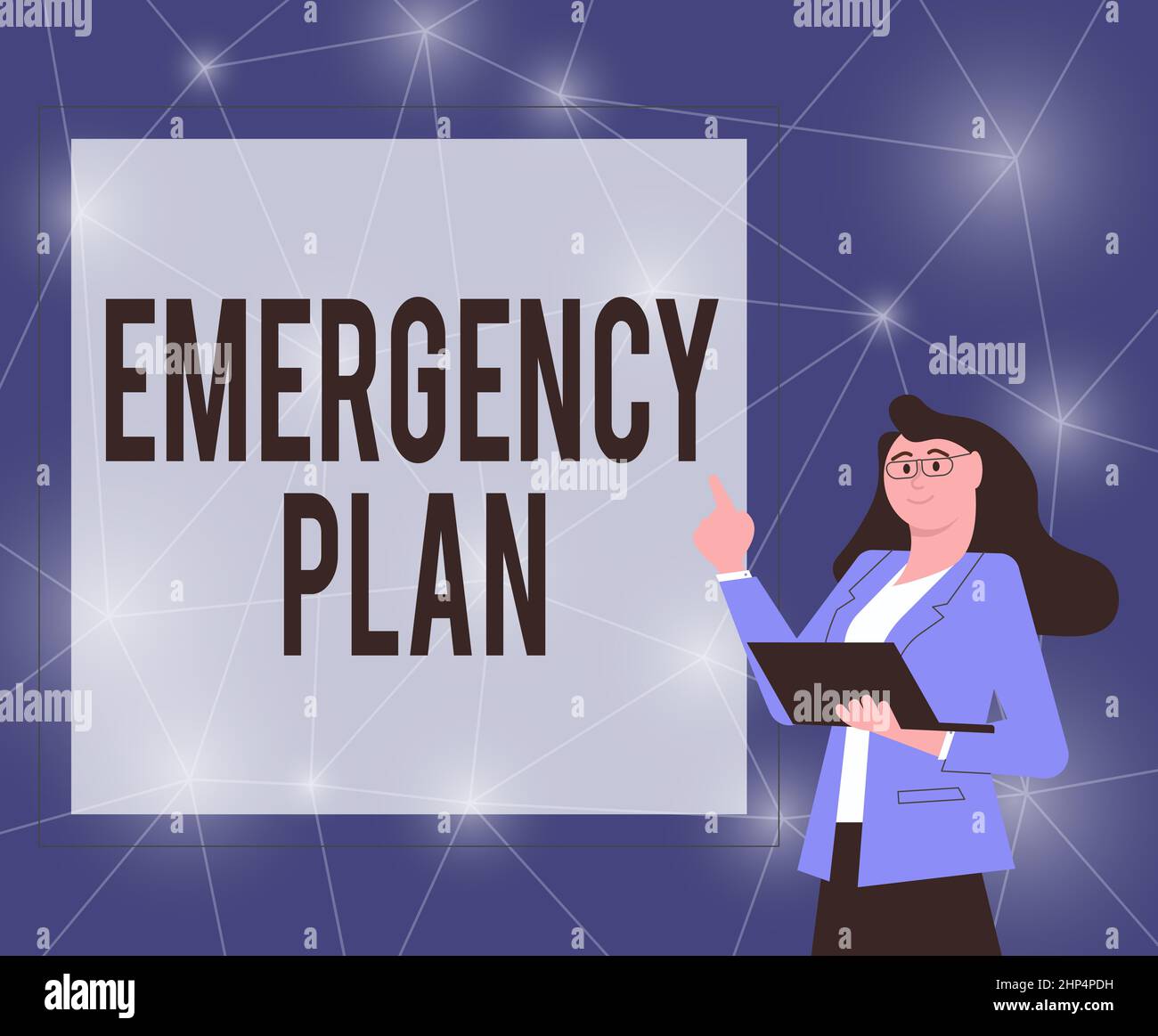 Text caption presenting Emergency Plan, Concept meaning Procedures for