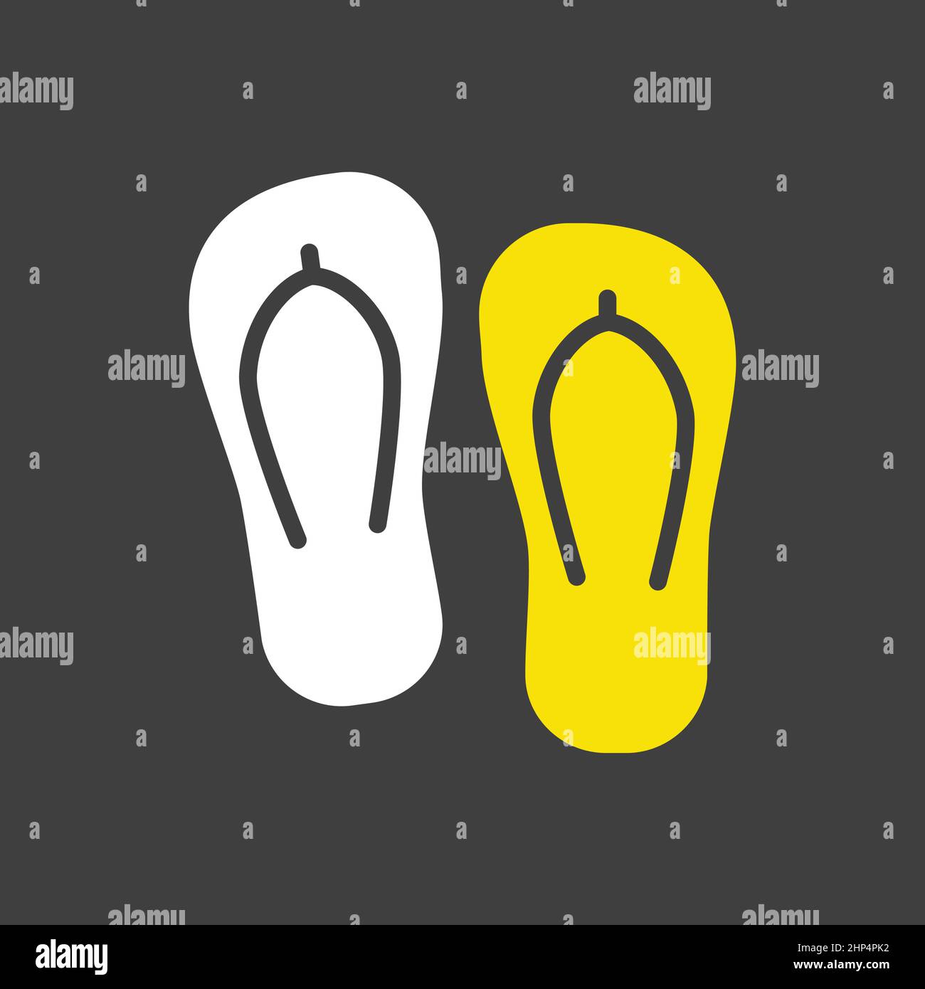 Flip Flops flat vector icon on dark background. Summer sign Stock Vector