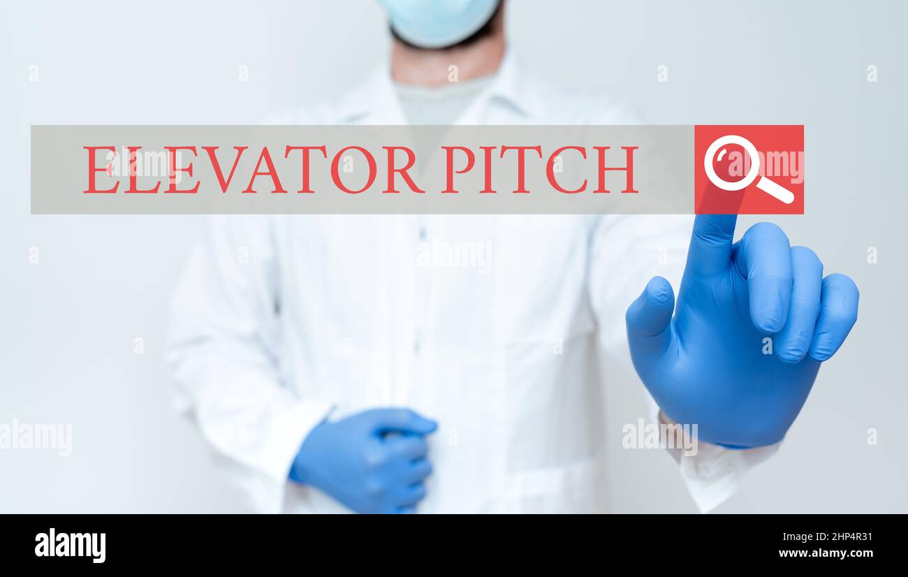 Conceptual caption Elevator Pitch, Business approach A persuasive sales