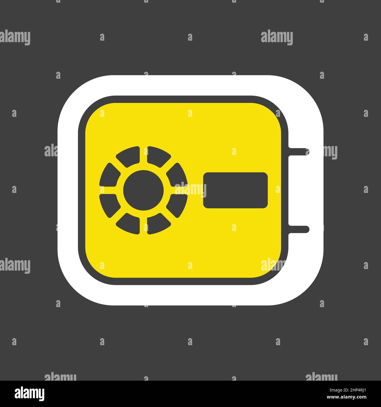In room safe flat vector icon on dark background Stock Vector