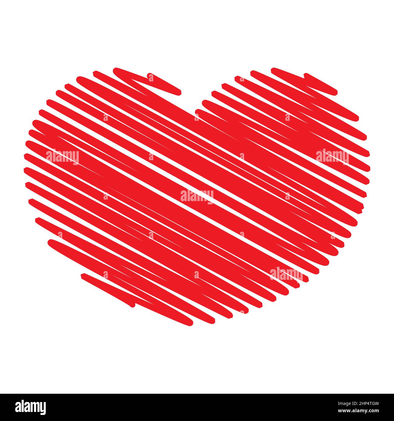 Heart symbol. Scribble, doodle red love shape. Vector illustration isolated on white. Stock Vector