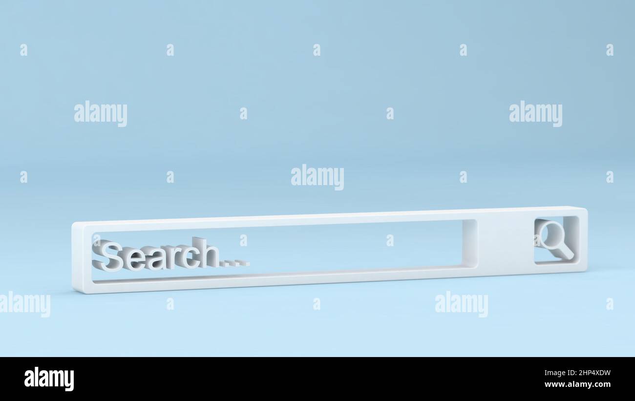 Search bar on blue background, 3d illustration Stock Photo