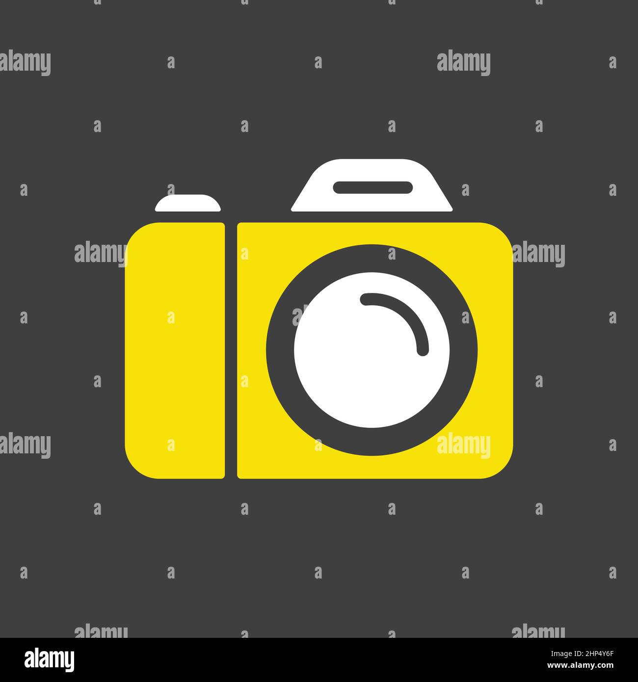 Camera vector icon on dark background. Camping sign Stock Vector