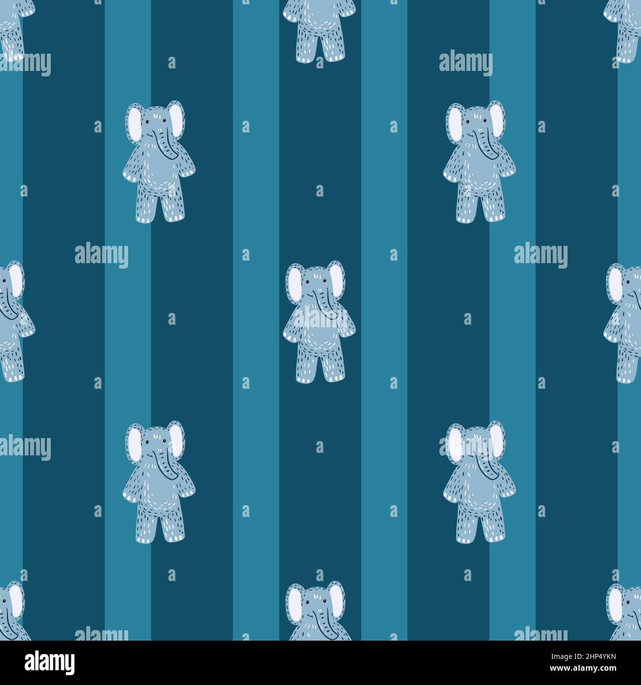 Cute elephant toy seamless pattern. Funny child playthings in doodle ...
