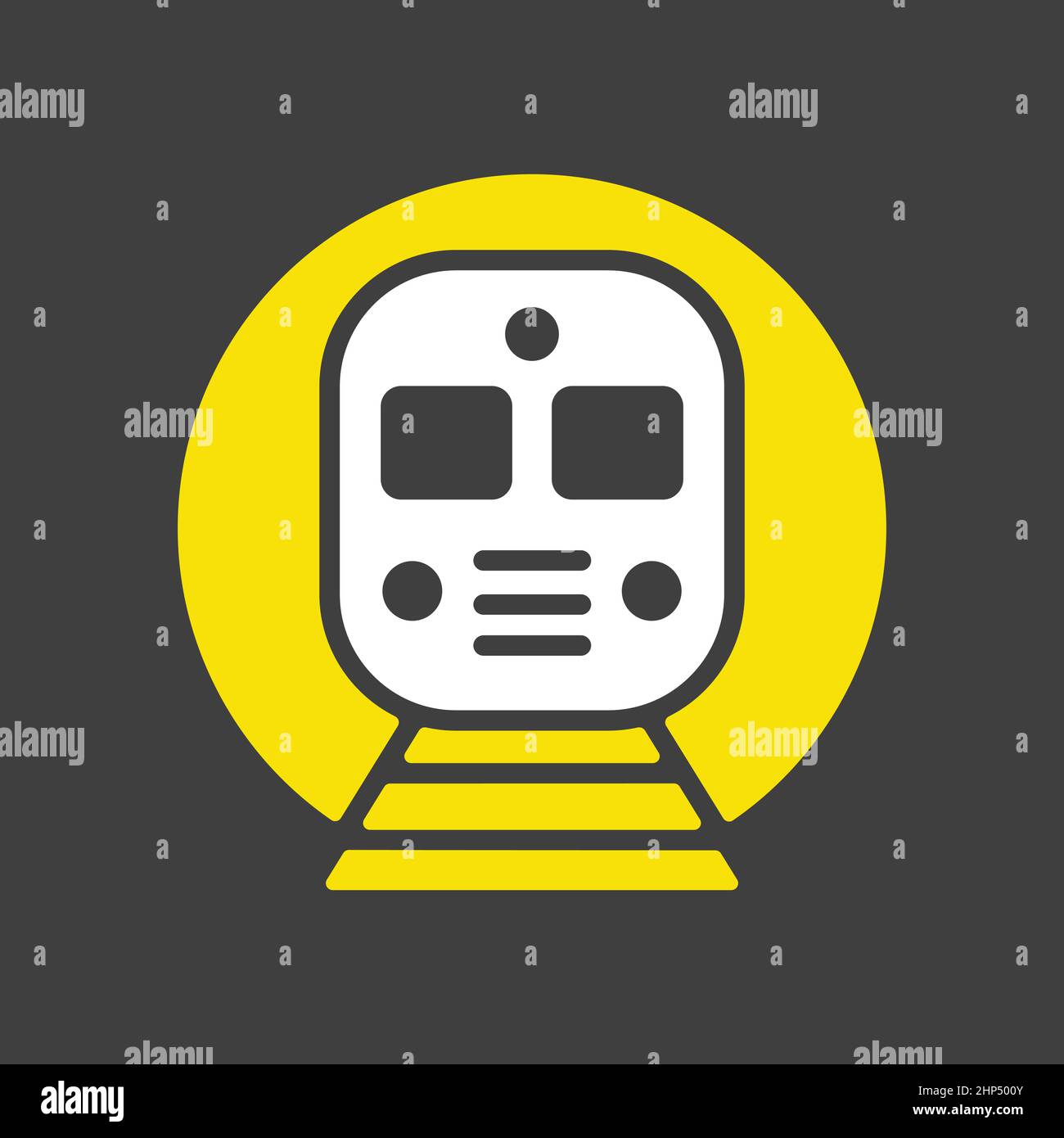 Subway underground metro train flat vector icon on dark background Stock Vector