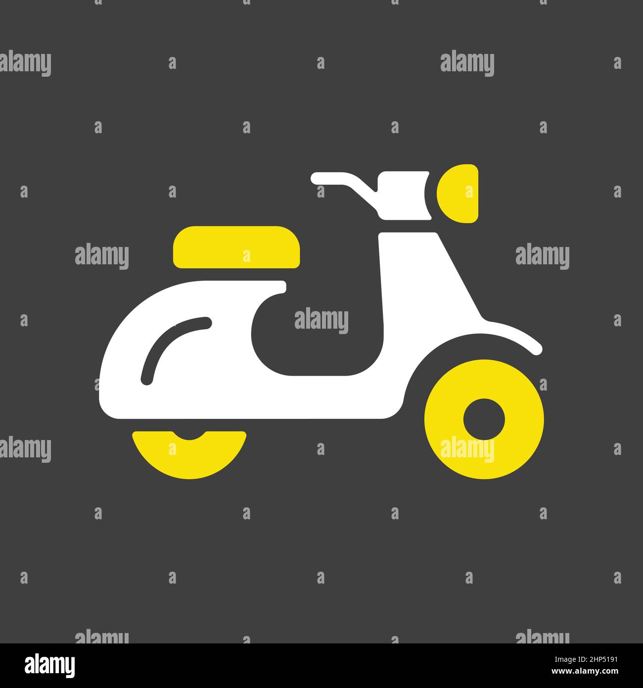 Scooter moped flat vector icon isolated on dark background Stock Vector