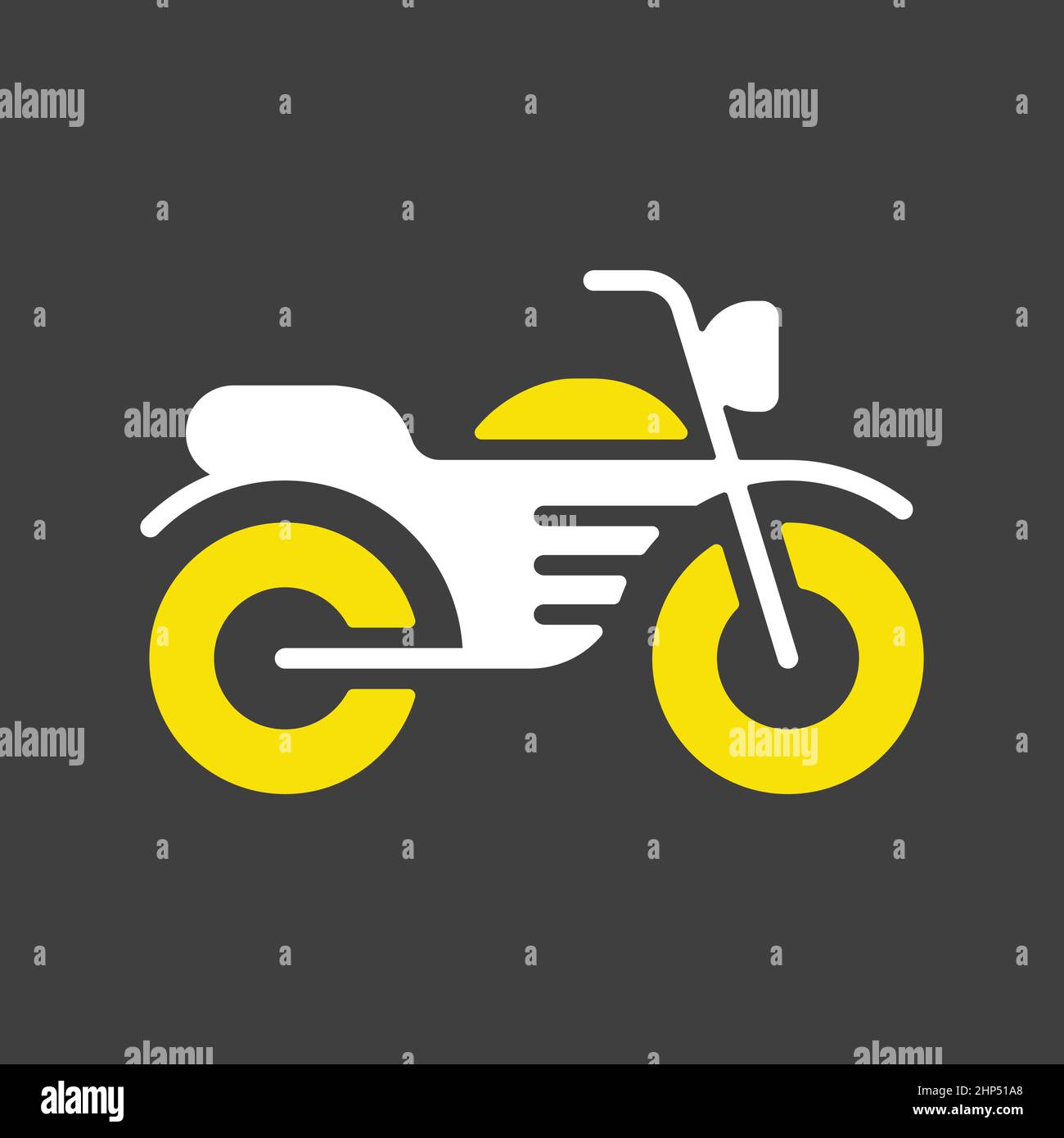 Motorcycle flat vector icon isolated on dark background Stock Vector