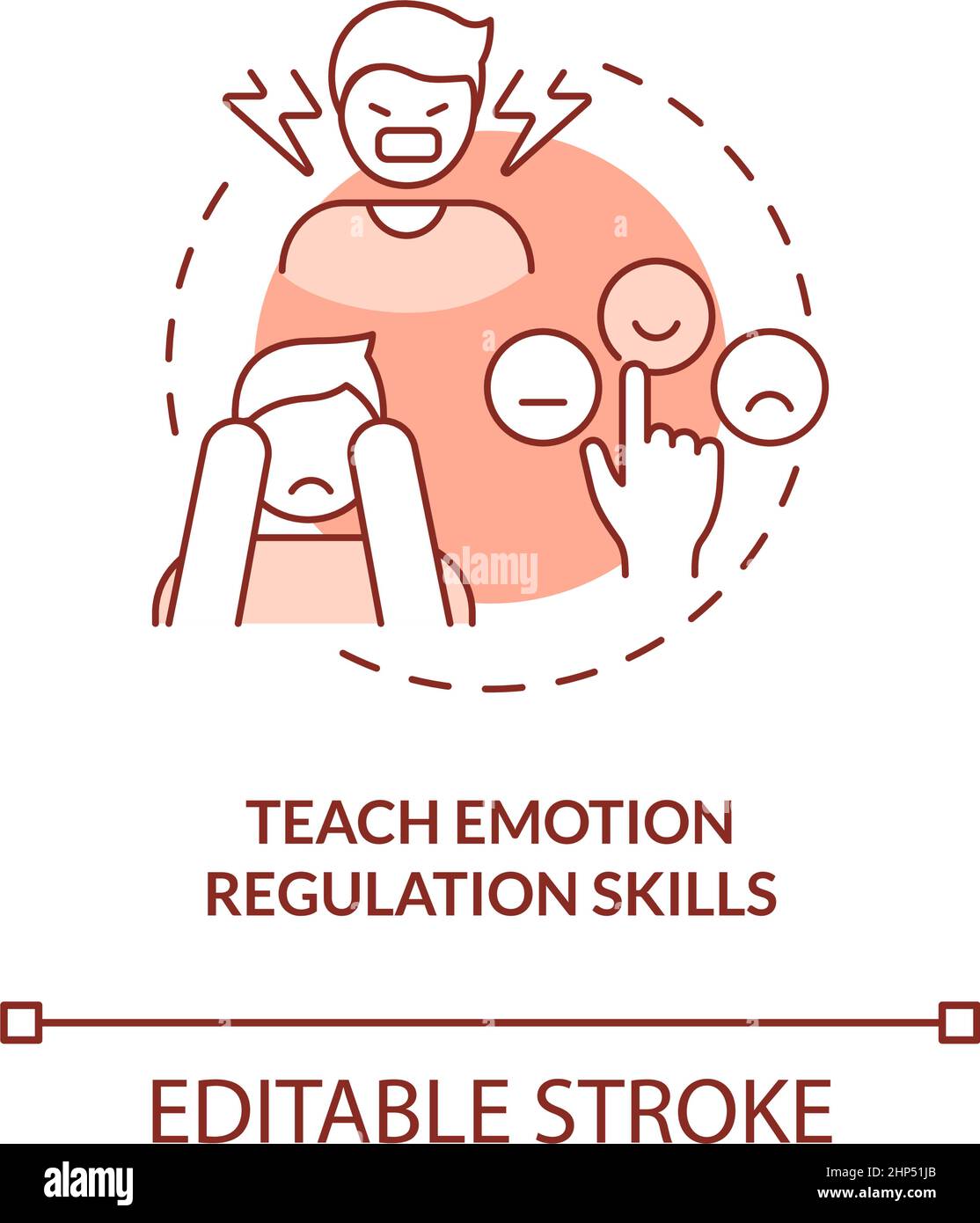 Teaching emotion regulation skills terracotta concept icon Stock Vector ...