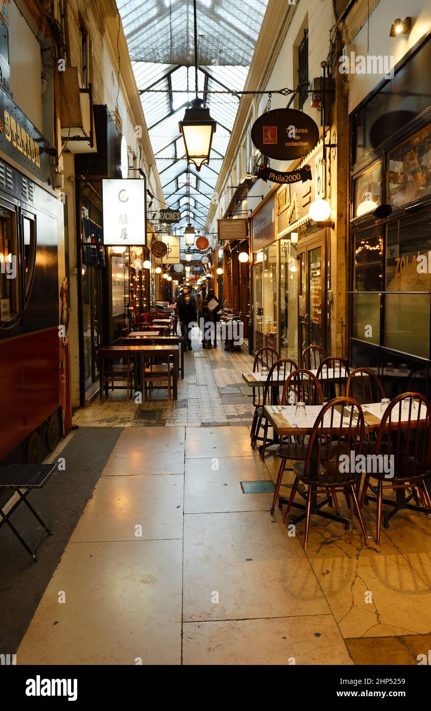 Passage des Panoramas is the oldest covered passages of Paris. Stock Photo