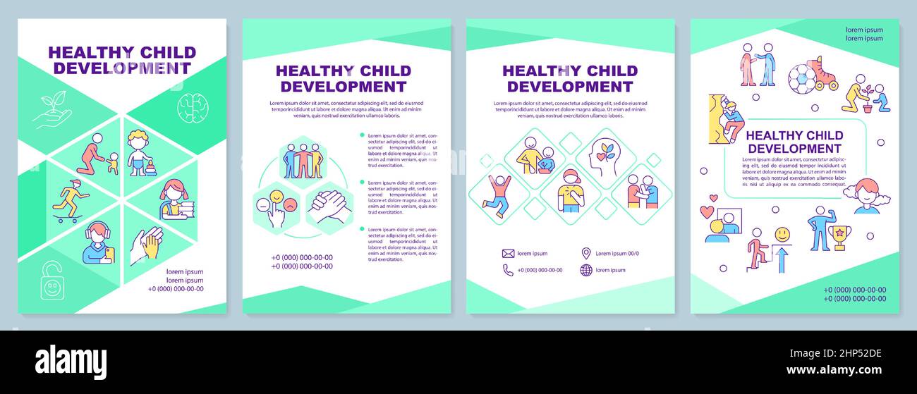 Healthy child development green brochure template Stock Vector Image ...